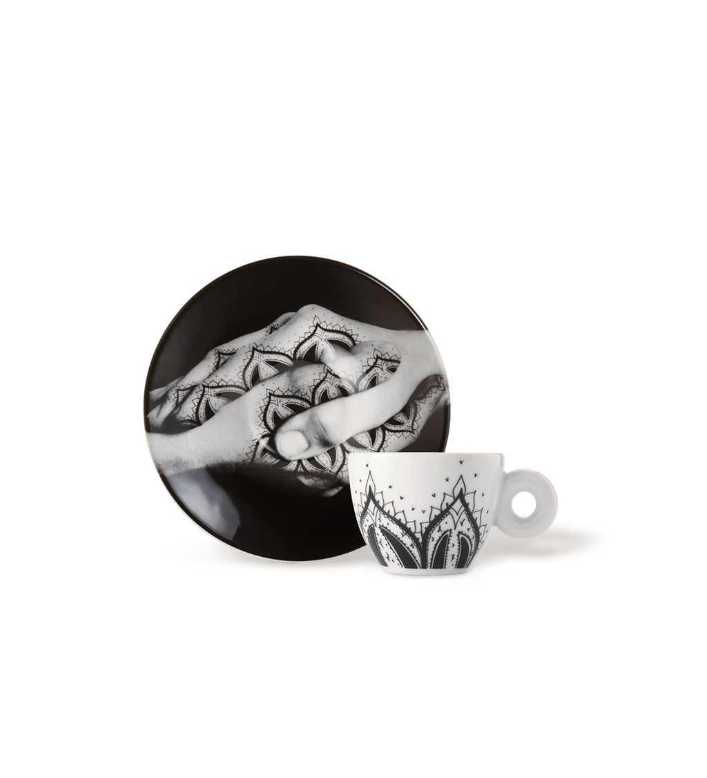 Art Collection, Genesi Collection 2 Numbered and Signed Espresso Cups Monica Bonvicini and Shirin Neshat Coffee Cups with Saucer